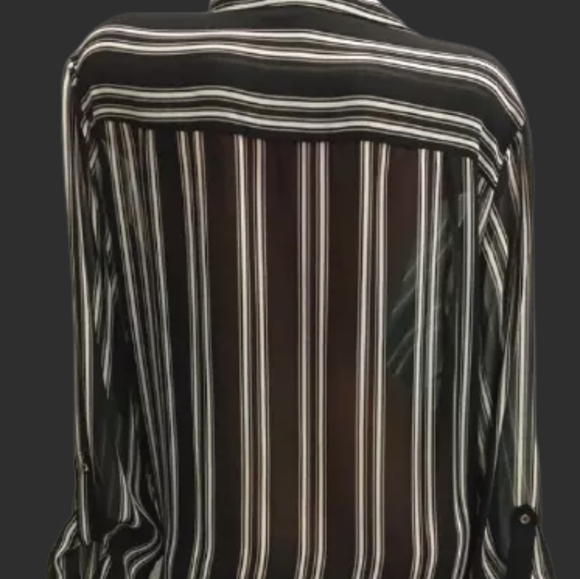 Cato black and white striped sheer button down top size 18/20w - Picture 4 of 7